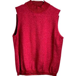 Style & Co‎ Collection Sweater Vest Womens XL Red Excellent Metallic Mock Neck